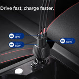 Incarcator auto Spigen Essential EV1133 (ACP09543), 3in1, USB, 2x Type-C, Incarcare rapida, Quantum Boost, E-Marker Chip, 113W, negru