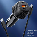 Incarcator auto Spigen Essential EV1133 (ACP09543), 3in1, USB, 2x Type-C, Incarcare rapida, Quantum Boost, E-Marker Chip, 113W, negru