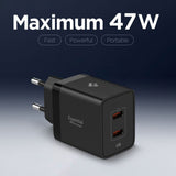 Incarcator retea Spigen Essential EE472EU (ACH09457), 2x Type-C, Incarcare rapida, Quantum Boost, 47W, negru