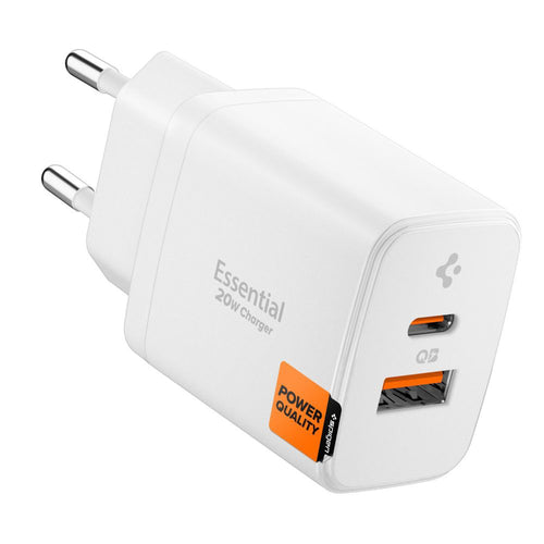 Incarcator retea Spigen Essential EE202EU (ACH08704), USB, Type-C, Incarcare rapida, Quantum Boost, 20W, alb
