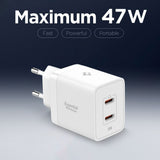 Incarcator retea Spigen Essential EE472EU (ACH08707), 2x Type-C, Incarcare rapida, Quantum Boost, 47W, alb