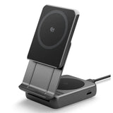 Incarcator wireless Spigen Essential EF302MOQ (ACH10399), MagSafe, Incarcare rapida, Qi2.2, Type-C, Pliabil, 25W, gri