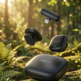 Microfon Acefast Microfoane lavaliera wireless (R1), Lightning, HD 360°Sound, AI Reducere zgomot, 750mAh, Ultra-low Latency, negru