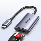 Cititor de carduri UGREEN Card Reader CM401 (80888), Type-C to TF/SD Card, 5Gbps, 2TB, 15cm Cable, gri