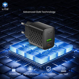 Incarcator retea Lito (LC24T), cu Type-C Cable Included, Type-C, USB Output, PD65W, GaN, PC Fireproof, EU Plug, negru
