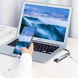 Hub USB Techsuit Docking station NetBridge 8 in 1 (H2), Type-C to 2x Type-C, 2x USB, HDMI, RJ45, TF/SD, 4K@30Hz, PD87W, gri