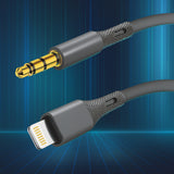 Adaptor, Techsuit Premium Cable Soundflex Ac5 Lightning to 3 5mm Jack Hi Fi Quality Silica Gel Koff A3d2de, Gri