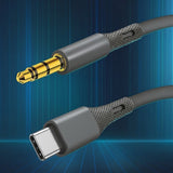 Adaptor, Techsuit Premium Cable Soundflex Ac4 Type-C to 3 5mm Jack Hi Fi Quality DAC Chip Silica Gel 1m Koff A3d2de, Gri