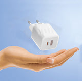 Incarcator retea Blueo Dual Port, 1x USB, 1x Type-C, GaN Technology, Incarcare rapida, Elegant Finish, PD3.0, 35W, alb