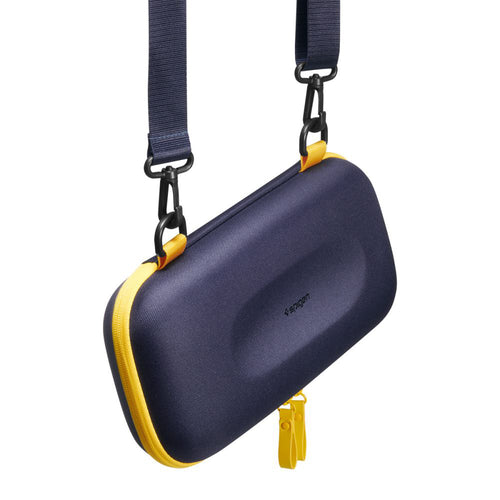 Accesoriu Gaming Spigen Nano Pop Pro Pouch (AGP09565), Nintendo Switch 2, pentru Accessories, 5 Pockets, Detasabil Curea de umar, Blueberry Bleumarin