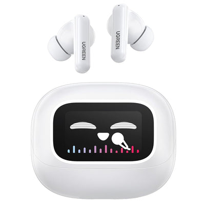 Casti wireless UGREEN HiTune T6 Magic WS211 (55137), LCD Color Screen, Bluetooth 5.4, ANC, Gaming Mode, 500mAh, alb