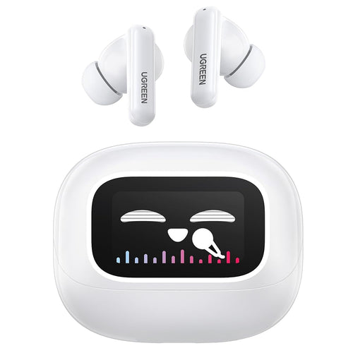 Casti wireless UGREEN HiTune T6 Magic WS211 (55137), LCD Color Screen, Bluetooth 5.4, ANC, Gaming Mode, 500mAh, alb