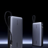 Baterie externa UGREEN PB552 (55995B), Incarcare rapida, Afisaj digital, USB, USB-C, Built-In 2x USB-C Cable, 165W, 25000mAh, gri