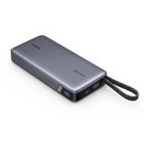 Baterie externa UGREEN PB552 (55995B), Incarcare rapida, Afisaj digital, USB, USB-C, Built-In 2x USB-C Cable, 165W, 25000mAh, gri