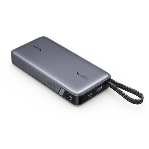 Baterie externa UGREEN PB552 (55995B), Incarcare rapida, Afisaj digital, USB, USB-C, Built-In 2x USB-C Cable, 165W, 25000mAh, gri