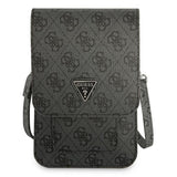 Guess Universal Phone Pouch Zip Triangle 4G (GUWBP4TMGR), Universal, reglabil Strap, Eco-Leather, 2 Large, 4 Small Pocket, Negru