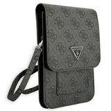 Guess Universal Phone Pouch Zip Triangle 4G (GUWBP4TMGR), Universal, reglabil Strap, Eco-Leather, 2 Large, 4 Small Pocket, Negru