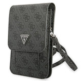 Guess Universal Phone Pouch Zip Triangle 4G (GUWBP4TMGR), Universal, reglabil Strap, Eco-Leather, 2 Large, 4 Small Pocket, Negru