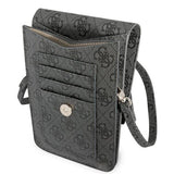 Guess Universal Phone Pouch Zip Triangle 4G (GUWBP4TMGR), Universal, reglabil Strap, Eco-Leather, 2 Large, 4 Small Pocket, Negru