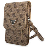 Guess Universal Phone Pouch Zip Triangle 4G (GUWBP4TMBR), Universal, reglabil Strap, Eco-Leather, 2 Large, 4 Small Pocket, Maro