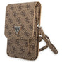 Guess Universal Phone Pouch Zip Triangle 4G (GUWBP4TMBR), Universal, reglabil Strap, Eco-Leather, 2 Large, 4 Small Pocket, Maro