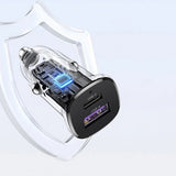 Incarcator auto UGREEN EC305 (25845), USB, Type-C, 30W, LED Light, Practical Design, negru