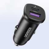 Incarcator auto UGREEN EC305 (25845), USB, Type-C, 30W, LED Light, Practical Design, negru