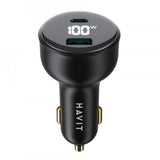 Incarcator auto Havit (CC100W), USB, Type-C, PD100W, PC, cu Afisaj digital, negru