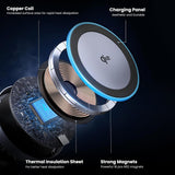 Suport auto UGREEN cu Wireless Charging W708 (35970), pentru Grila ventilatie, Qi2 15W, LED, N52 Magnets, Integrat Smart Chip, gri