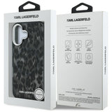 Husa pentru iPhone 16, Karl Lagerfeld IML Leopard Pattern MagSafe (KLHMP16SHDLEOICK), negru
