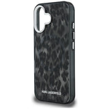Husa pentru iPhone 16, Karl Lagerfeld IML Leopard Pattern MagSafe (KLHMP16SHDLEOICK), negru