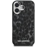 Husa pentru iPhone 16, Karl Lagerfeld IML Leopard Pattern MagSafe (KLHMP16SHDLEOICK), negru