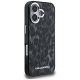 Husa pentru iPhone 16, Karl Lagerfeld IML Leopard Pattern MagSafe (KLHMP16SHDLEOICK), negru