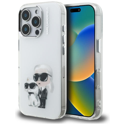 Husa pentru iPhone 16 Pro Max, Karl Lagerfeld IML Aquarelle Karl & Choupette (KLHCP16XHMKCAQH), bordo