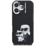 Husa pentru iPhone 16, Karl Lagerfeld IML Aquarelle Karl & Choupette (KLHCP16SHMKCAQK), bleu