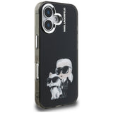 Husa pentru iPhone 16, Karl Lagerfeld IML Aquarelle Karl & Choupette (KLHCP16SHMKCAQK), bleu
