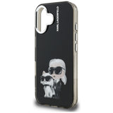Husa pentru iPhone 16, Karl Lagerfeld IML Aquarelle Karl & Choupette (KLHCP16SHMKCAQK), bleu