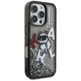 Husa pentru iPhone 16 Pro Max, Karl Lagerfeld Liquid Glitter Choupette Logo MagSafe (KLHCP16XLCHSCTDK), alb
