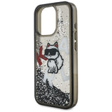 Husa pentru iPhone 16 Pro Max, Karl Lagerfeld Liquid Glitter Choupette Logo MagSafe (KLHCP16XLCHSCTDK), alb