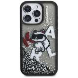 Husa pentru iPhone 16 Pro, Karl Lagerfeld Liquid Glitter Choupette Logo MagSafe (KLHCP16LLCHSCTDK), alb