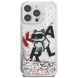 Husa pentru iPhone 16 Pro Max, Karl Lagerfeld Liquid Glitter Choupette Logo (KLHCP16XLCHSCTDT), alb