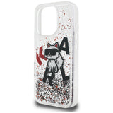 Husa pentru iPhone 16 Pro Max, Karl Lagerfeld Liquid Glitter Choupette Logo (KLHCP16XLCHSCTDT), alb