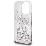Husa pentru iPhone 16 Pro Max, Karl Lagerfeld Liquid Glitter Choupette Logo (KLHCP16XLCHSCTDT), alb