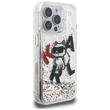 Husa pentru iPhone 16 Pro, Karl Lagerfeld Liquid Glitter Choupette Logo MagSafe (KLHCP16LLCHSCTDT), alb