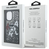 Husa pentru iPhone 16, Karl Lagerfeld Liquid Glitter Choupette Logo MagSafe (KLHCP16SLCHSCTDK), alb