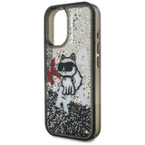 Husa pentru iPhone 16, Karl Lagerfeld Liquid Glitter Choupette Logo MagSafe (KLHCP16SLCHSCTDK), alb