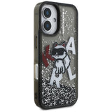 Husa pentru iPhone 16, Karl Lagerfeld Liquid Glitter Choupette Logo MagSafe (KLHCP16SLCHSCTDK), alb