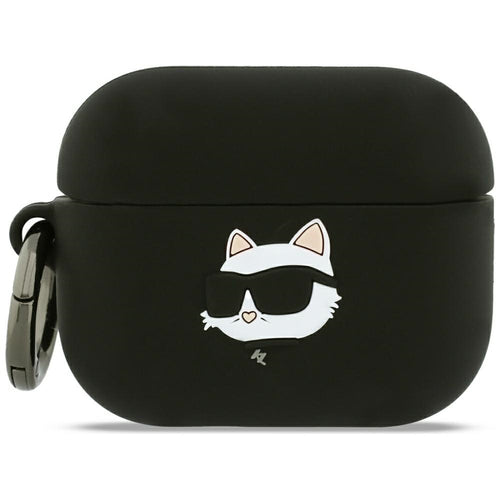 Husa casti pentru AirPods Pro 3, Karl Lagerfeld Silicone Choupette Head 3d Klap3runchk, negru