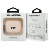 Husa casti pentru AirPods Pro 3, Karl Lagerfeld Silicone Chaupette Head 3d Klap3runchp, Roz