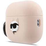 Husa casti pentru AirPods Pro 3, Karl Lagerfeld Silicone Chaupette Head 3d Klap3runchp, Roz